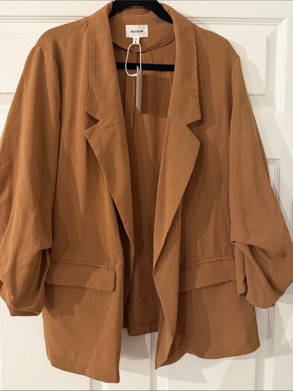 Heyson Women's Tan Relaxed Open Blazer Jacket